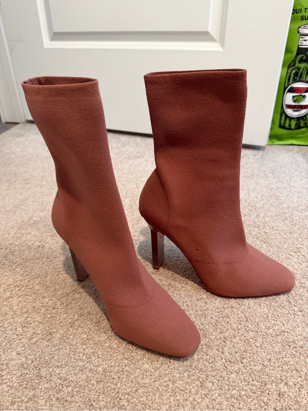 Aldo Terracotta Sock Booties with Stiletto Heel